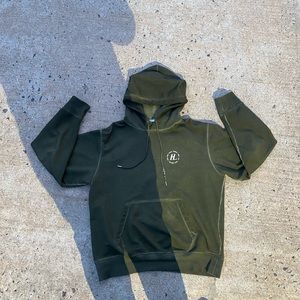 HELMUT LANG Khaki garment-dyed hoodie